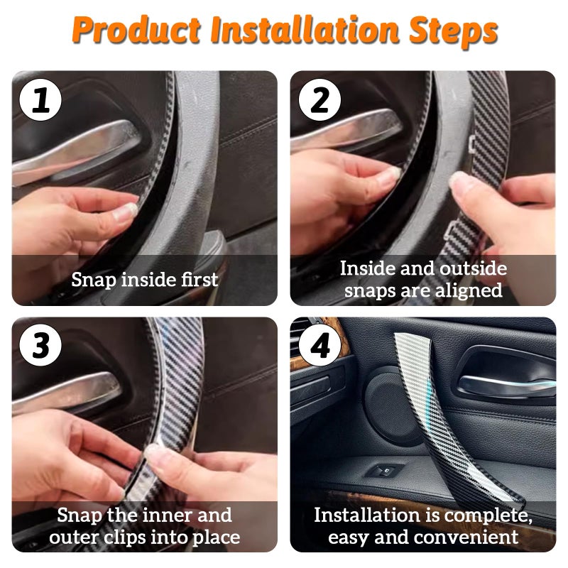 BJchiwu 6PCS/Set Interior Inner Inside Door Pull Sticky Handle Cover for BMW 3 Series E90/E91/E92/E93 320 325 328 335 330 M3 (2004-2011) Left and Right Passenger Side (Black) - Image 5
